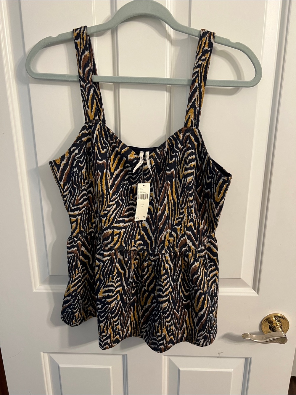 Anthropologie Jamie Zebra Peplum Tank XL
